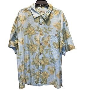 Joe Marlin Hawaiian‎ Shirt Mens blue Tropical Floral button pocket size XXL